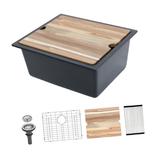 Black workstation sink - black,